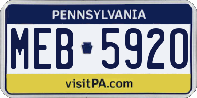 PA license plate MEB5920