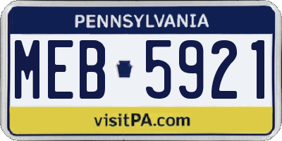 PA license plate MEB5921