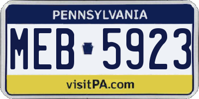 PA license plate MEB5923