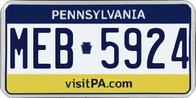 PA license plate MEB5924