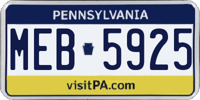 PA license plate MEB5925