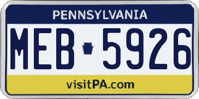 PA license plate MEB5926