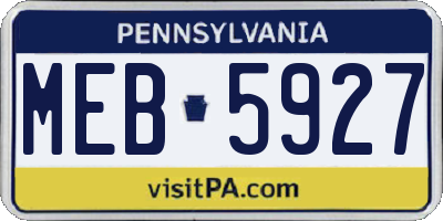 PA license plate MEB5927