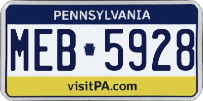 PA license plate MEB5928