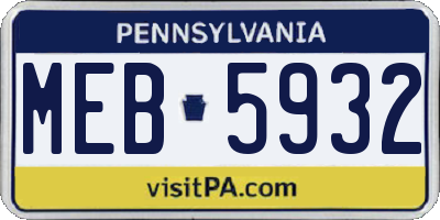 PA license plate MEB5932