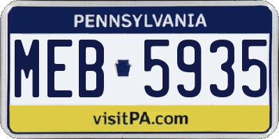 PA license plate MEB5935