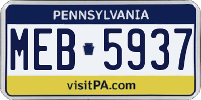 PA license plate MEB5937