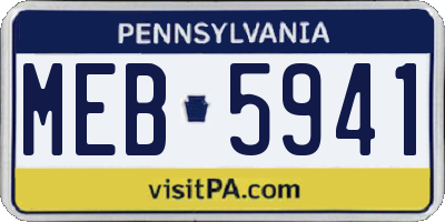 PA license plate MEB5941