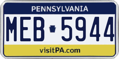 PA license plate MEB5944