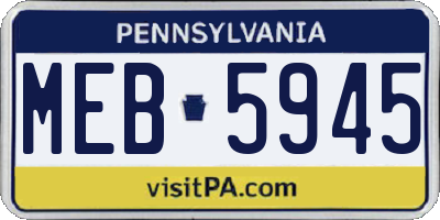 PA license plate MEB5945