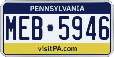 PA license plate MEB5946