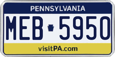 PA license plate MEB5950