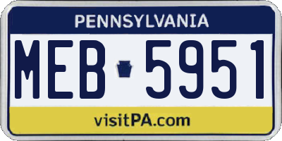 PA license plate MEB5951