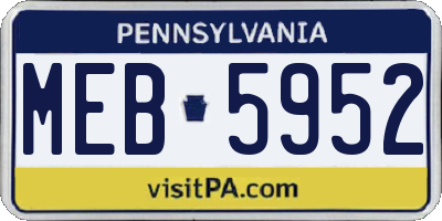 PA license plate MEB5952