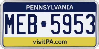PA license plate MEB5953