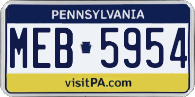 PA license plate MEB5954