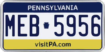 PA license plate MEB5956