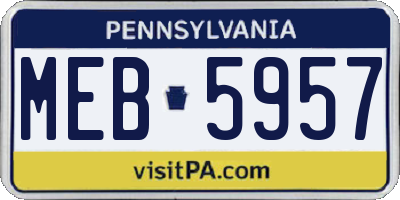 PA license plate MEB5957