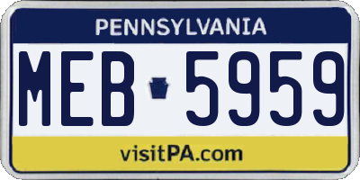 PA license plate MEB5959