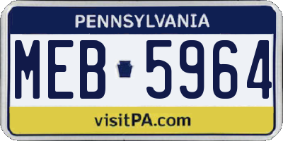PA license plate MEB5964