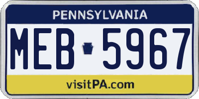 PA license plate MEB5967