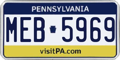 PA license plate MEB5969