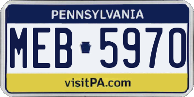 PA license plate MEB5970