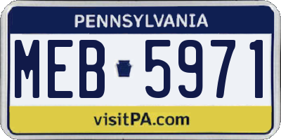 PA license plate MEB5971