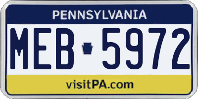 PA license plate MEB5972