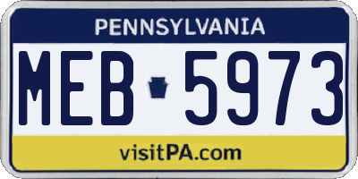 PA license plate MEB5973
