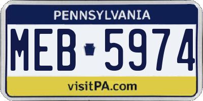 PA license plate MEB5974