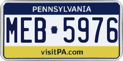 PA license plate MEB5976