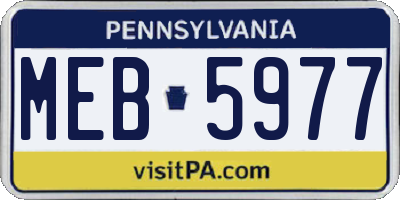 PA license plate MEB5977