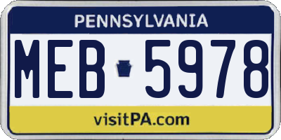 PA license plate MEB5978
