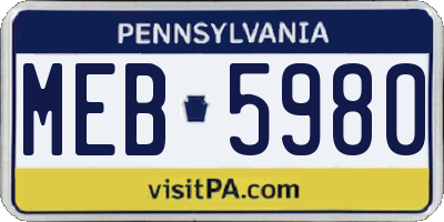 PA license plate MEB5980