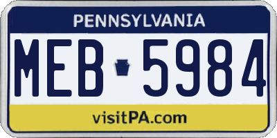 PA license plate MEB5984