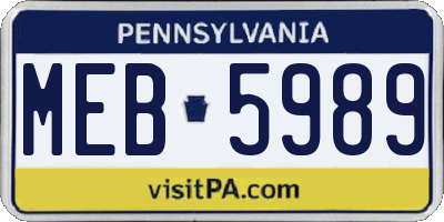 PA license plate MEB5989
