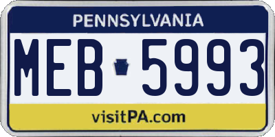 PA license plate MEB5993