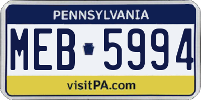 PA license plate MEB5994