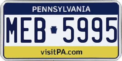 PA license plate MEB5995