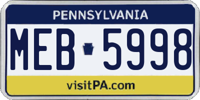 PA license plate MEB5998