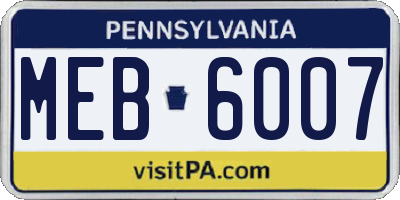 PA license plate MEB6007