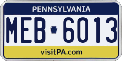 PA license plate MEB6013