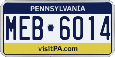 PA license plate MEB6014