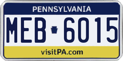 PA license plate MEB6015