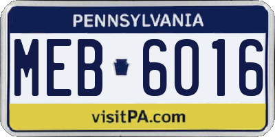 PA license plate MEB6016