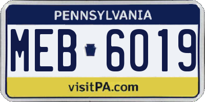 PA license plate MEB6019