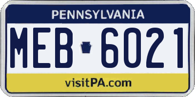 PA license plate MEB6021