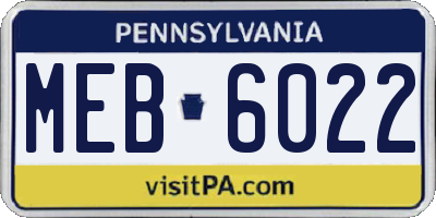 PA license plate MEB6022