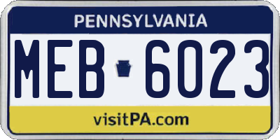 PA license plate MEB6023